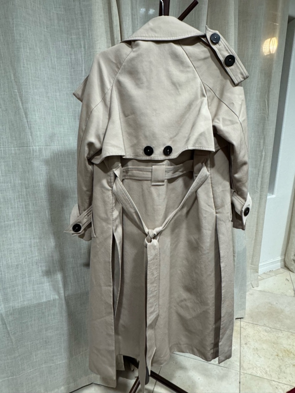 Attire The Studio 100% wool outer, silk lined sleeve open trench coat sz xs - Picture 5 of 14
